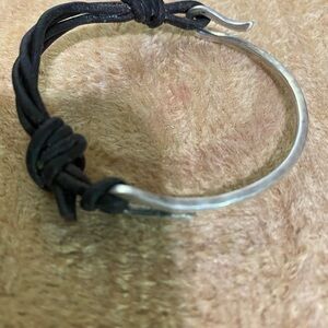 James Avery Silver and Brown Leather Bracelet